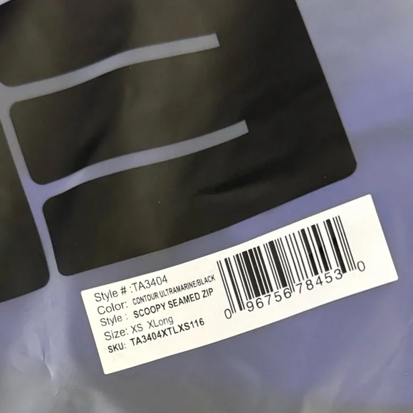 TA3 Scoopy Seamed Zip Sculpting One Piece NWT XS XLong Contour Blue Black - Picture 7 of 15